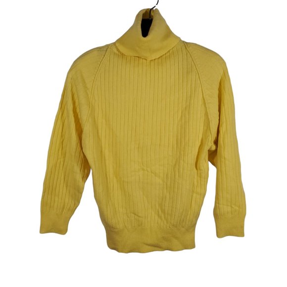 VTG 1980s Bloomingdale's Sutton Ribbed Knit Sweater Turtleneck Shoulder-Pads - Picture 1 of 5